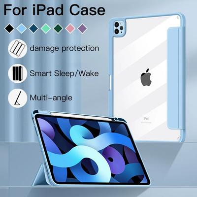 Flip Ledertasche für iPad Hülle für iPad 9. 10. Generation Hülle Air 5 6. Pro 11 12,9 3 4 5 6. Mini 5 6. PU Silikon Transparente Abdeckung