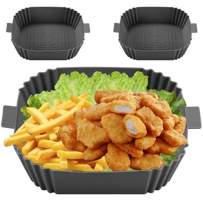 Thick Silicone Air Fryers Oven Baking Tray Pizza Fried Chicken Airfryer Silicone Basket Reusable Airfryer Pan Liner Accessories