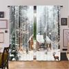 Set Of 2 Flat Printing Christmas Hot Curtains Wintercabin Digital Printed Polyester Drapes Festive Perfect Curtain