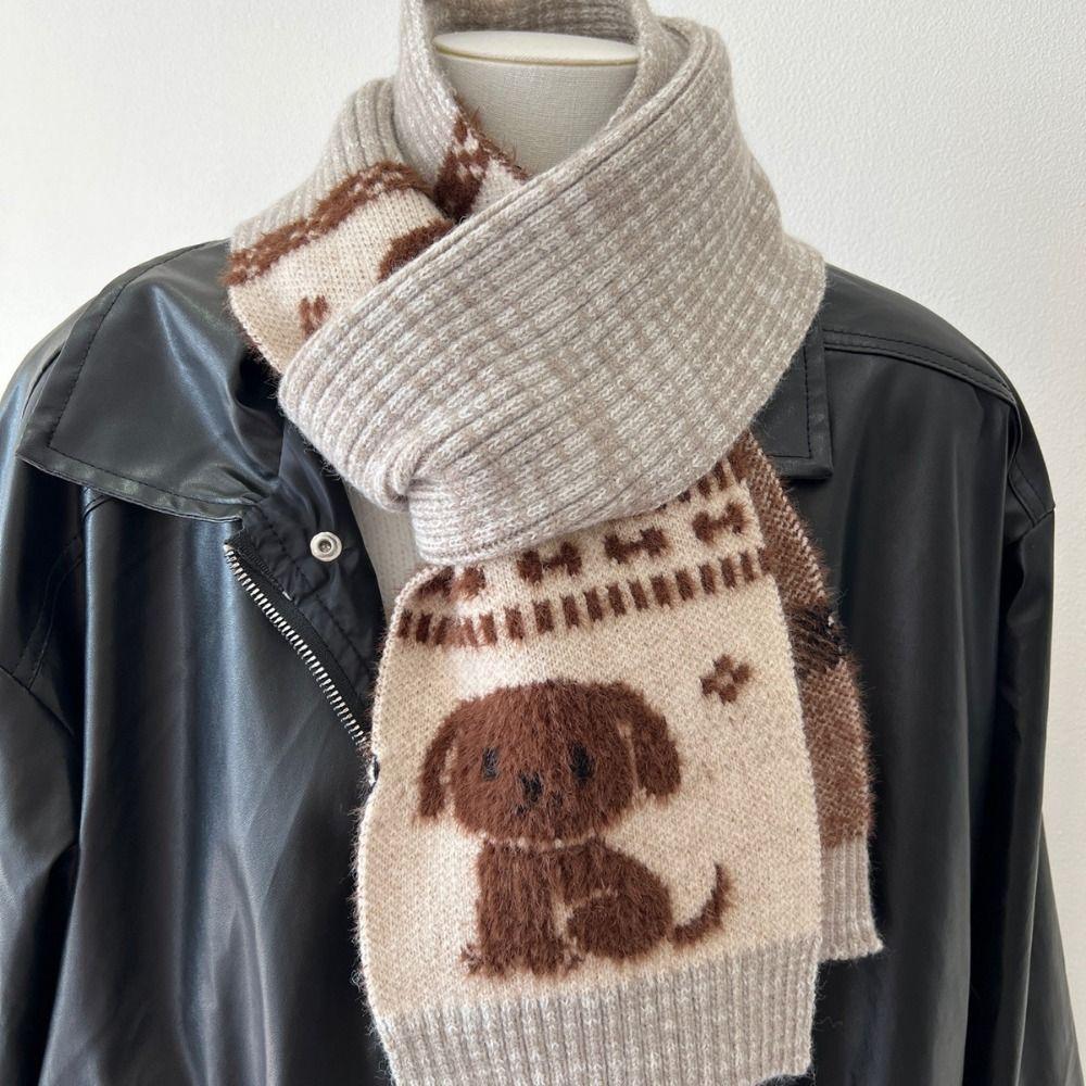 Jacquard Cartoon Katze Strickschal Süß Cool Winterwolle Schal Welpe Radfahren Halstuch Mädchen