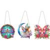 3pcs 2D Flat DIY Diamond Painting Set Rhinestone Diamond Art Window Pendants Diamond Art Pendant Wall Decor for Home & Windows