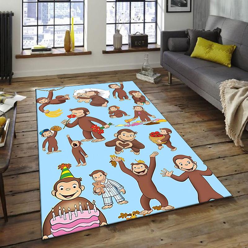 1pc Curious George (7) Design Area Rug - Non-Slip, Soft & Cozy Floor Mat for Living Room, Bedroom, Office - Indoor/Outdoor Decorative Carpet