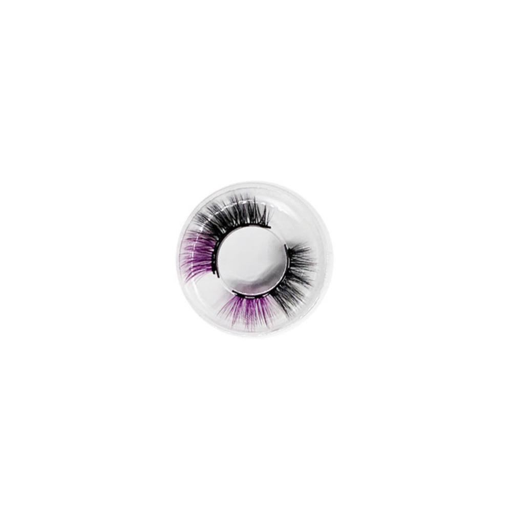 

Hand-made 5D Mink Lashes Reusable False Eye Lashes Beautiful Magnetic Eyelash Women purple+black-1pair