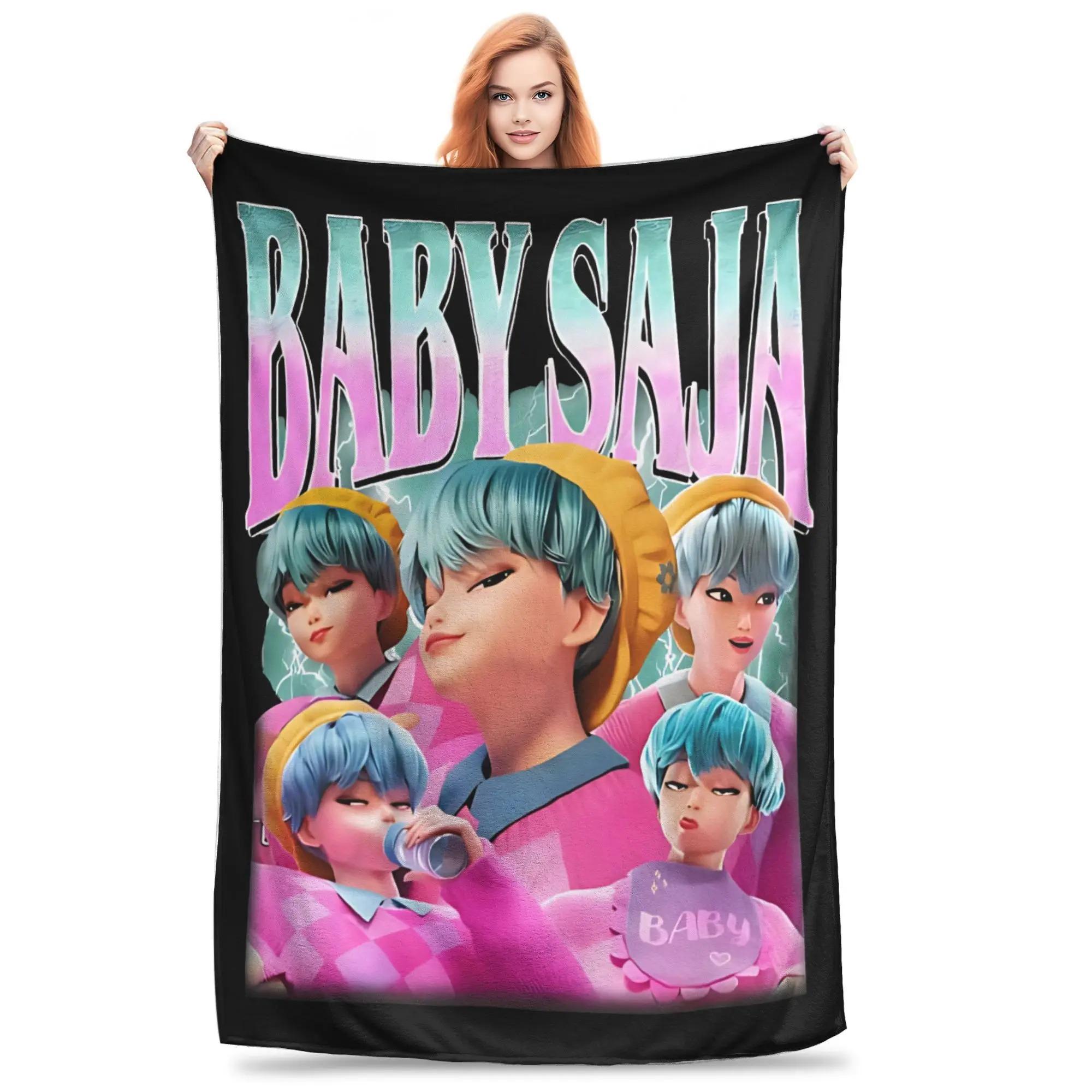 Saja Boys Team Retro Flannel Blanket Suitable for Home Bedding and School Bedding Dormitory Essential Home Decoration Blanket 30x40in