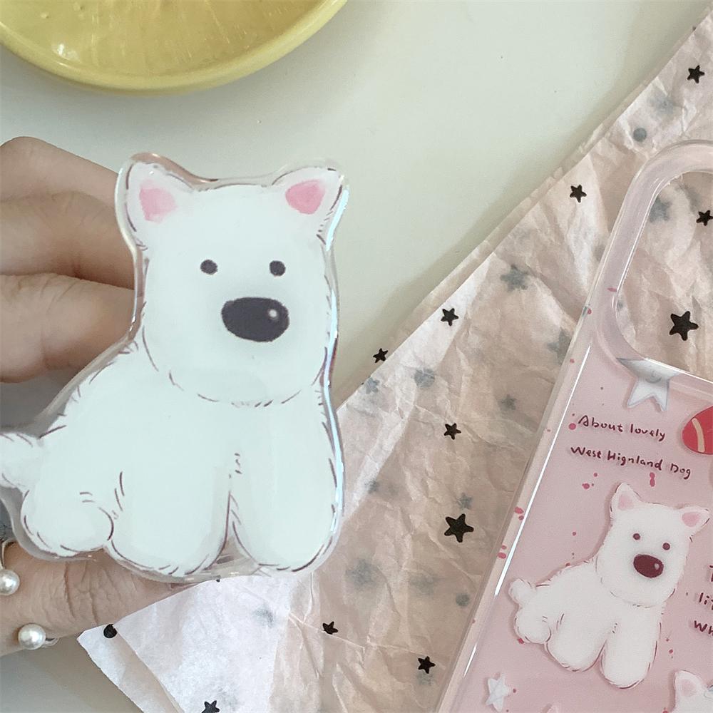 

Korean Cute Ballet Bunny Griptok Bracket For iPhone Universal Cartoon Sleeping Puppy Phone Holder Ring Support Stand Grip Tok