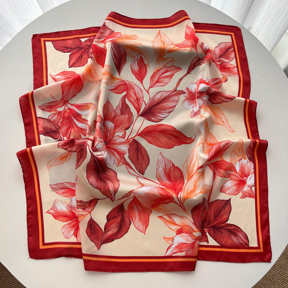 

Printed Imitation Silk Scarves Fashion Square Scarf Bandanas For Women Luxury Hijab Neckerchief Elegant Shawl Beach Wraps M