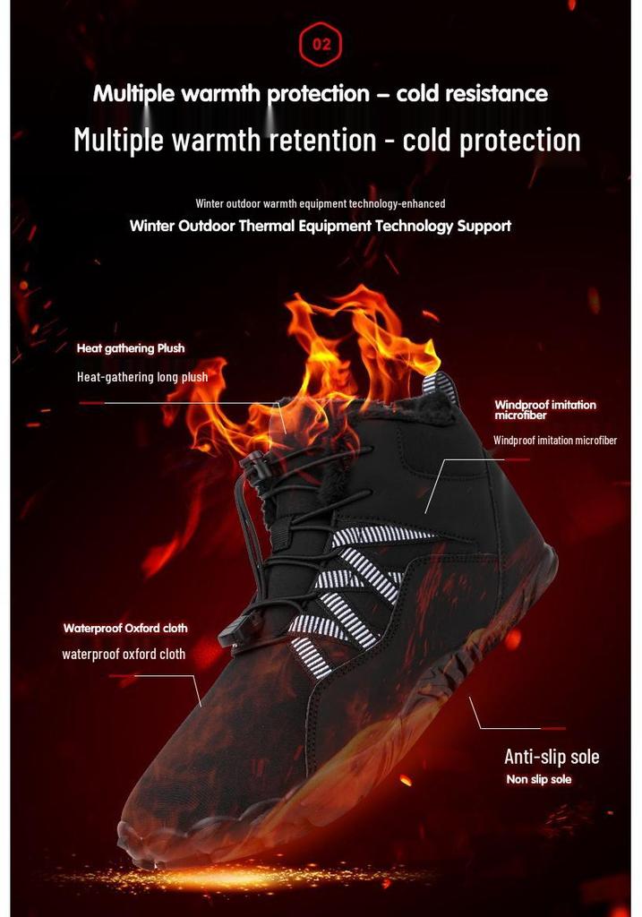 Men's Winter Non-slip Lace-up Cotton Snow Boots, Mid-top Sport Style, Couple's Edition.