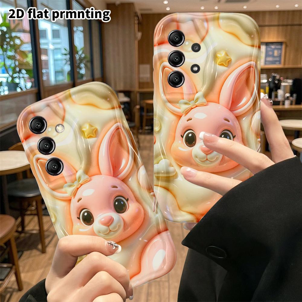 Phone case: 2D flat, suitable for Samsung Galaxy A34 A35 M05 M06 S20 S22 S21 FE Plus 5G protective case, pink bunny head, perfect holiday gift for Chr