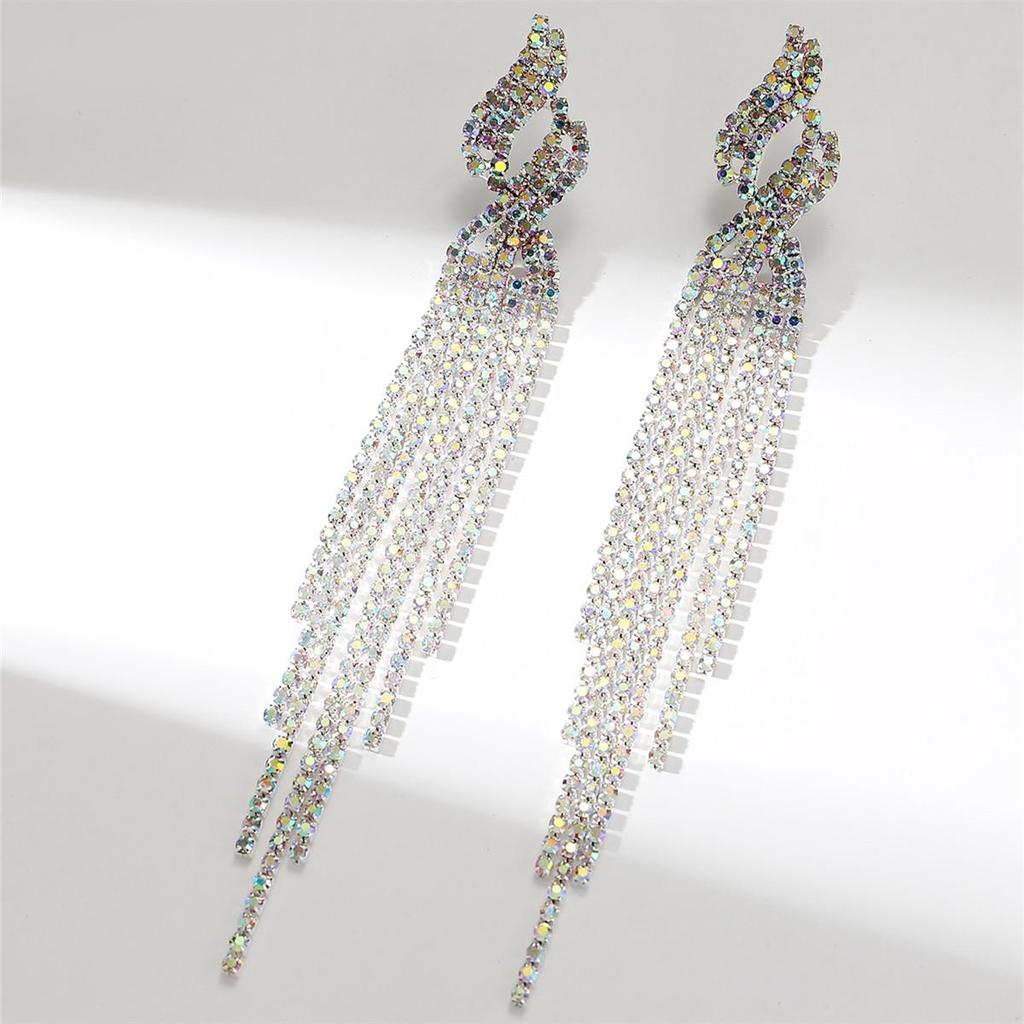 Pendientes de Borla de Diamantes Completos Brillantes de Lujo DINGKA para Mujer - Joyería de Tachuelas de Personalidad Exagerada