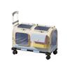 Multifunction Pet Rolling Carrier Backpack, Large Capacity Cat Luggage with Wheels, Portable Travel Trolley Case for 2 Cats Dogs