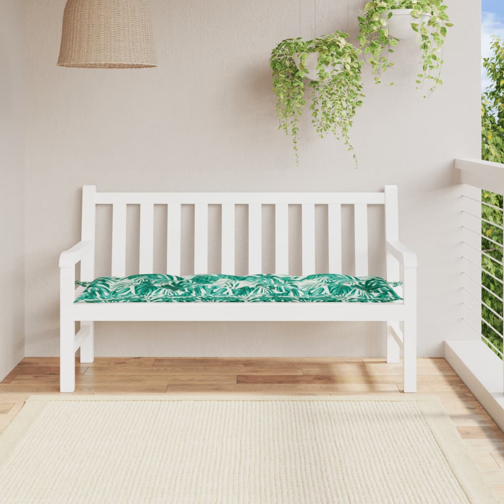 Garden Bench Cushion with Leaf Pattern 150 x 50 x 7 cm Oxford Fabric