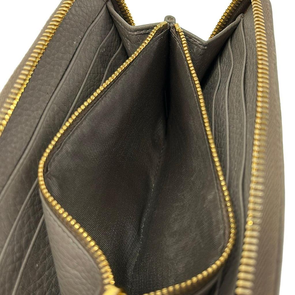 Used PRADA Long wallet - 1M0506 Gray Round zipper Leather