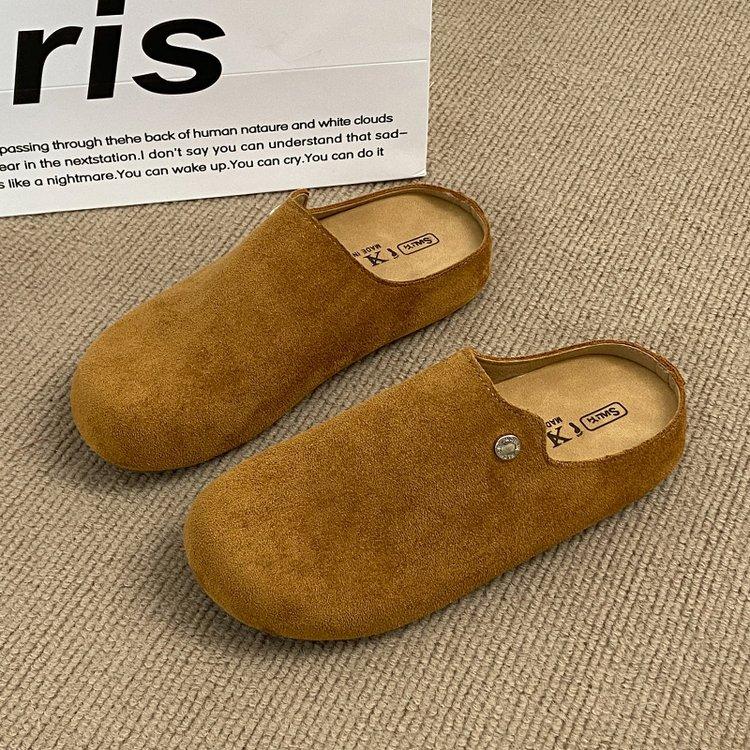 

2025 spring new bag head half slippers women wear platform one pedal lazy shoes casual Boken shoes 40 верблюд