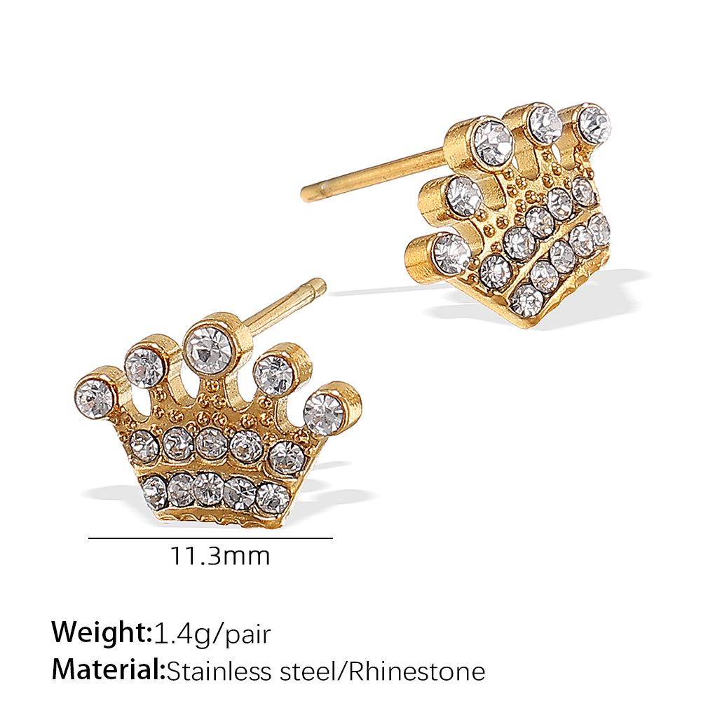 Stainless Steel Sequin Moon Crown Earrings for Women - Luxurious & Stylish Ear Studs