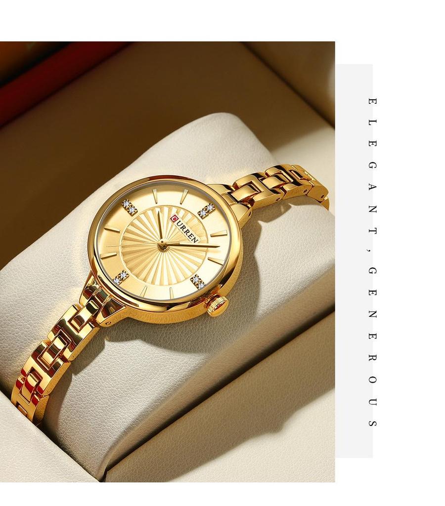 CURREN 9097 Women's Waterproof Quartz Steel Band Wristwatch - Simple Casual Design