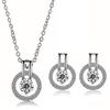 Kvinners Zircon Round Pendent Choker Chain Halskjede Øredobber Bryllupssmykker Sett