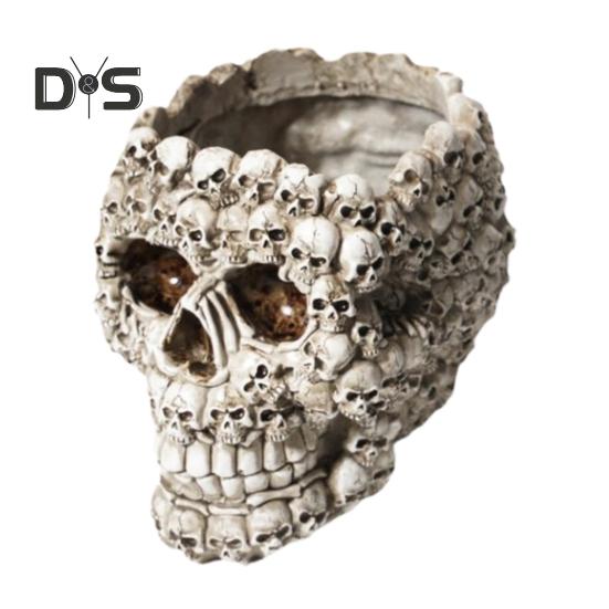 

Горшок для цветов с черепом, смола, 3D фигурка головы черепа, цветочный горшок, домашний контейнер для уличных растений, Хэллоуин, домашний балкон, садовое украшение