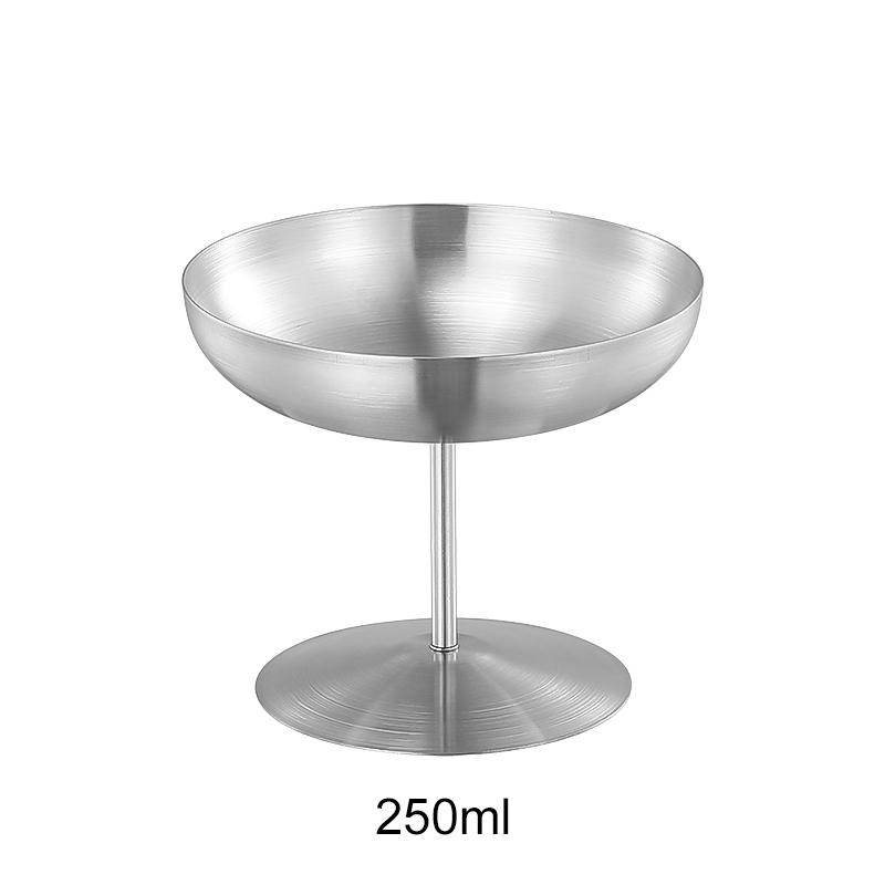 

304 нержавеющая сталь ресторанный стаканчик вино десерт высокий бар с ножками поставки мороженого 250ml