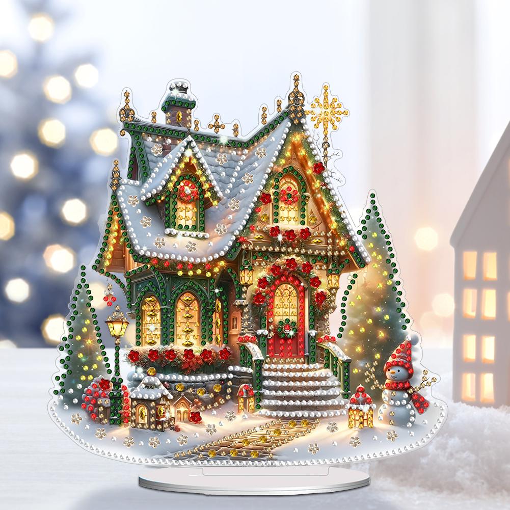 Acrylic Christmas House Colorful Light House Desktop Diamond Art Kits Diamond Painting Ornament Desktop Bedroom Table Decors
