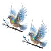 Yousheng Bluebird Hanging Decoration Stained Glass Art Bird Ornament 2D Flat Acrylic Pendant for Window Wall Home Garden Decor