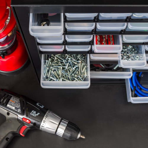 IRIS USA Screw Tool Organizer, Small Parts Cabinet, 44 Drawers, Electronic Hardware, Nuts and Bolts, Plastic Storage Drawers, Garage Storage, Stackabl