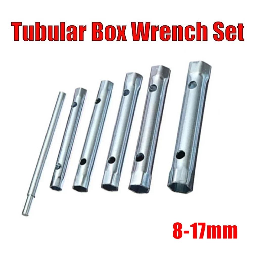 

6pcs 8-17mm Tube Spanner Set Metric Tubular Box Wrench Tube Bar Spark-Plug Spanner Steel Double Ended Automotive Plumb Repair Ship Within 24 Hours