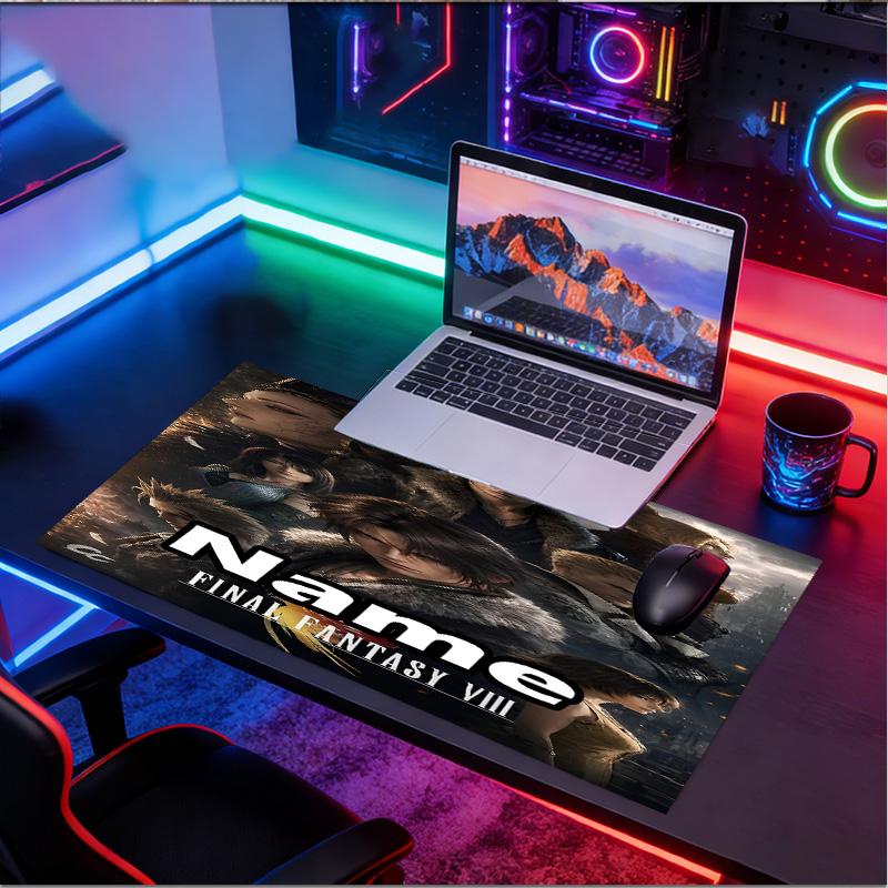 Custom Name Personalized Final Fantasy Pattern Mousepad, Laptop PC Desk Mat, Decorative Desk Mat for Home Keyboard Pad Gift