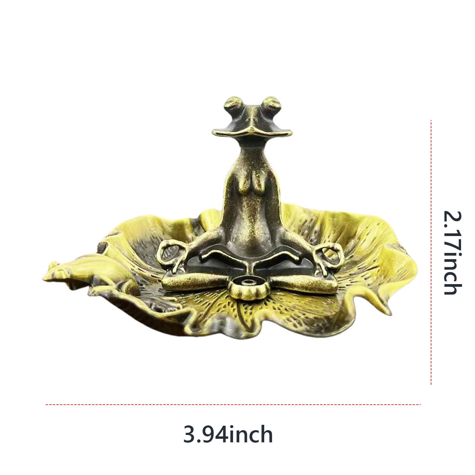 

DIY Zen Frog Ornaments with Lotus Leaf Base Set Incenses Burner Ornament Multi-Purpose for Office Desktop Tea Table Decoration