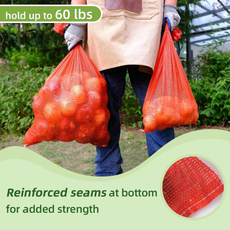 10Pcs Extra Large Reusable Mesh Produce Storage Bags Suitable For Onions Potatoes Vegetables And Firewood