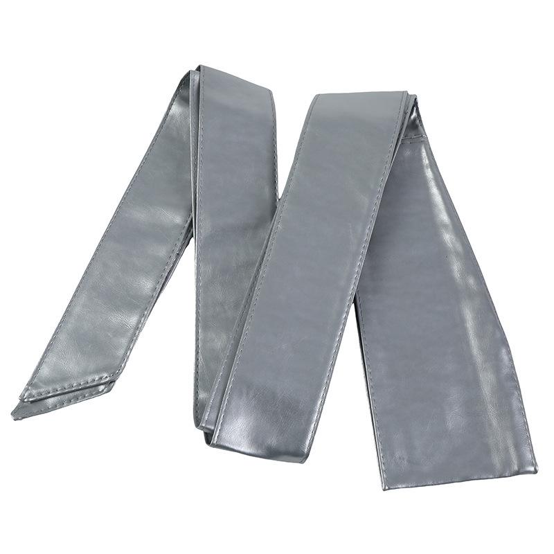 

Женский модный широкий пояс с бантом и лентой серый