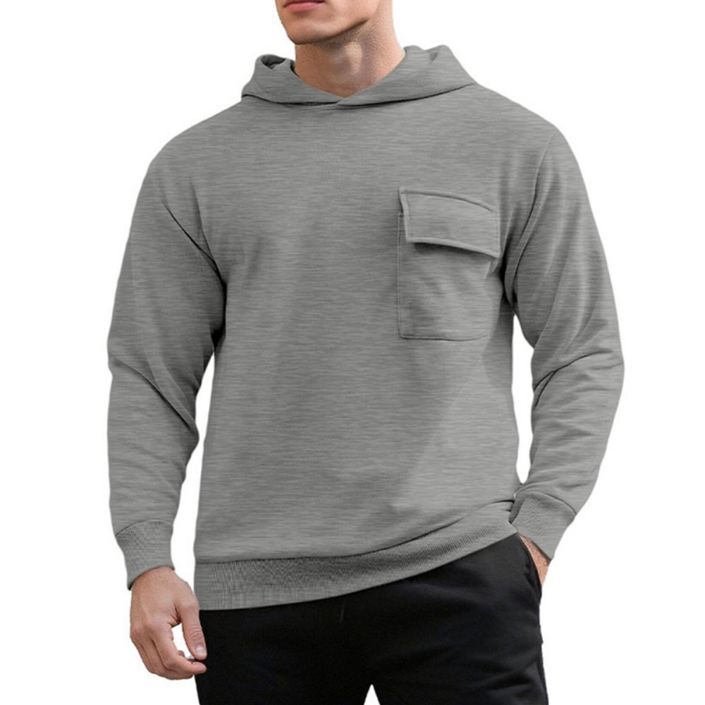Amerikanischer Stil Herbst Winter Neue Mode Herren Einfarbig Große Tasche Lässig Trendig Langarm Kapuzenpullover Outdoor Sweatshirt Männlich