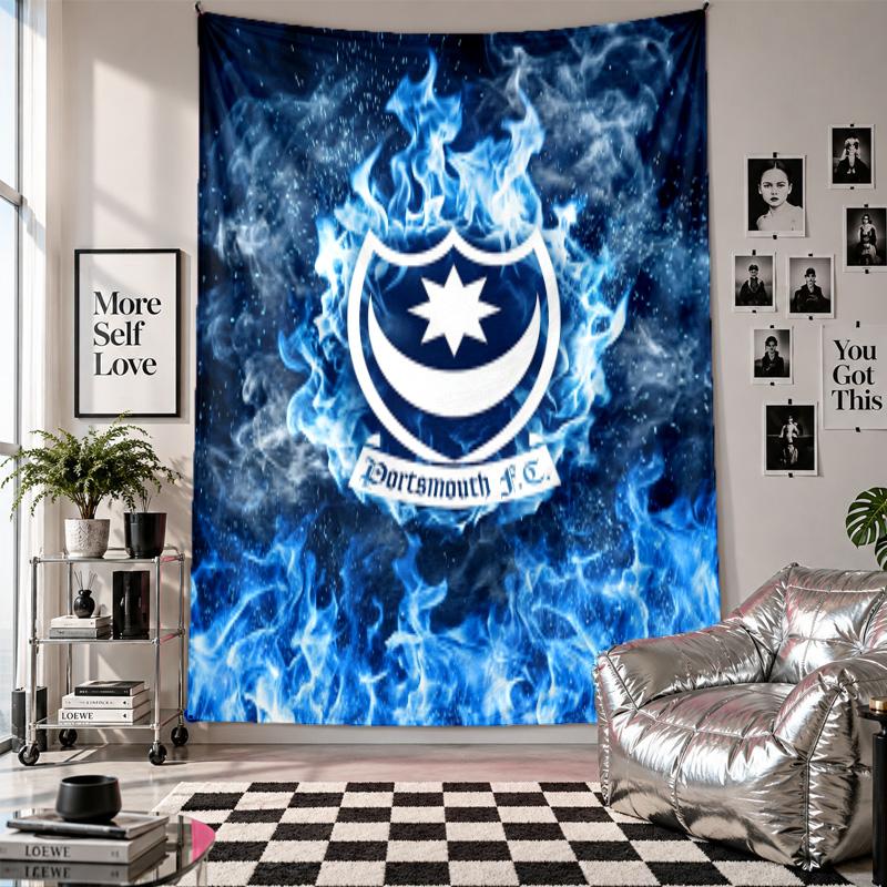 Portsmouth FC Wall Tapestry Home Decor Wall Hanging Cloth for Bedroom Living Room Background