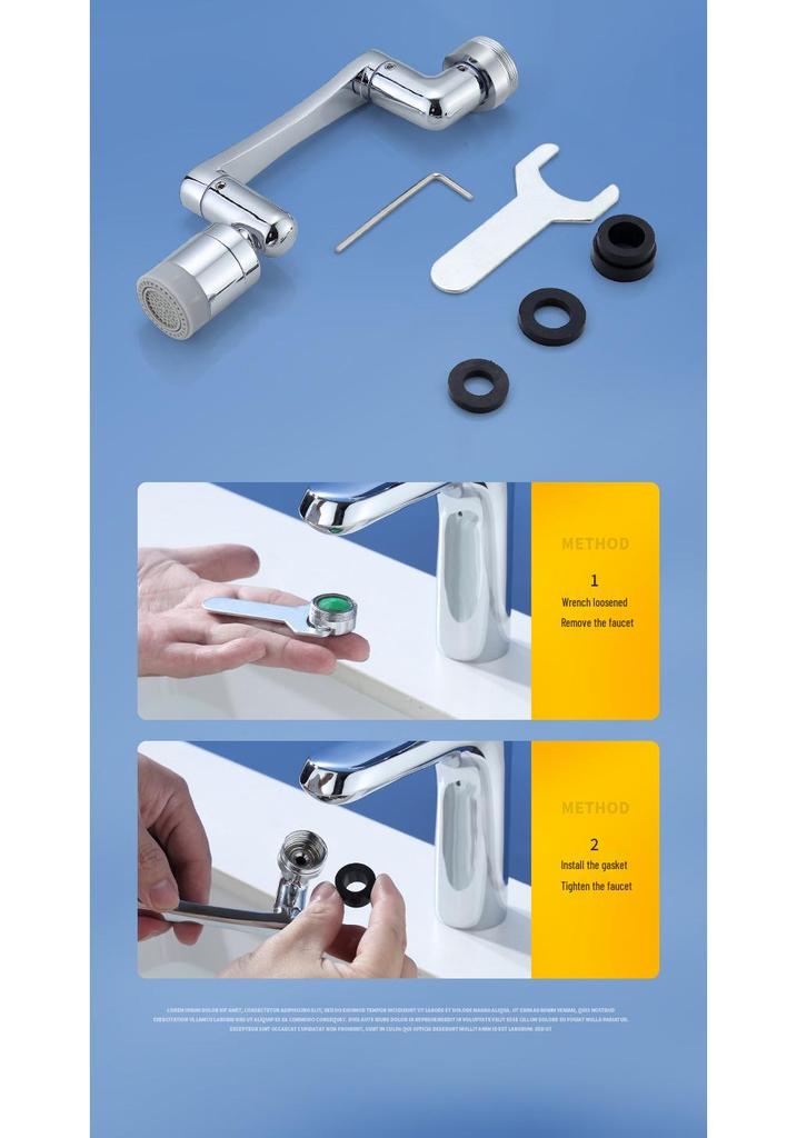 Universal 1080° Rotating Faucet with Lifting Anti-Splash Spout for Bathroom Face Washing and Brushing Teeth