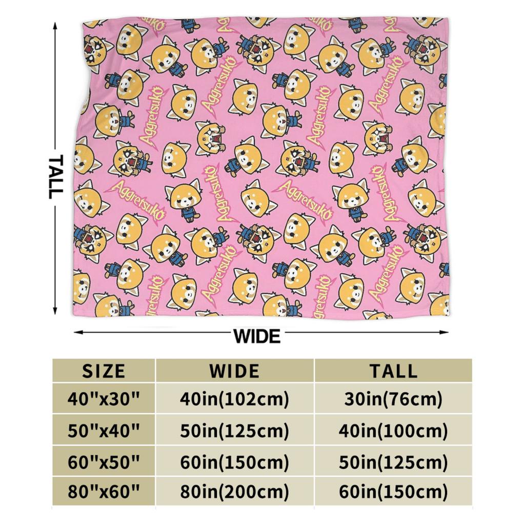 Aggretsuko Soft Warm Blanket  Girls Boys Plush Throw Blanket Print Bedroom Flannel Bedspread Sofa Bed Cover
