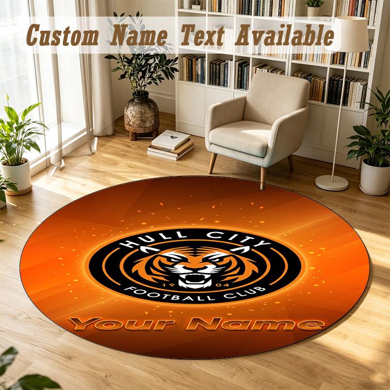 Round Rug Custom NameHull City Pattern Non Slip Carpet Home Floor Decor