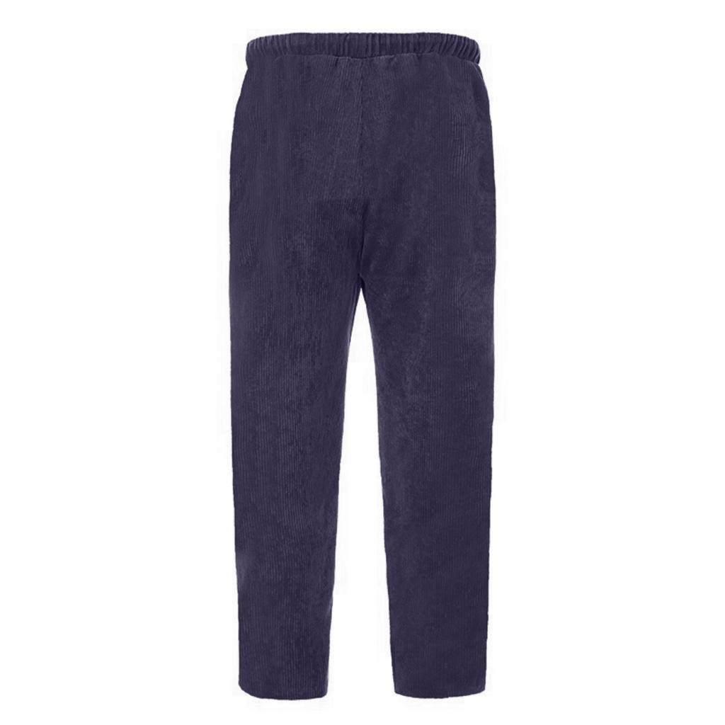 Men's Casual Loose Corduroy Drawstring Waisted Flat-leg Nine-inch Pants