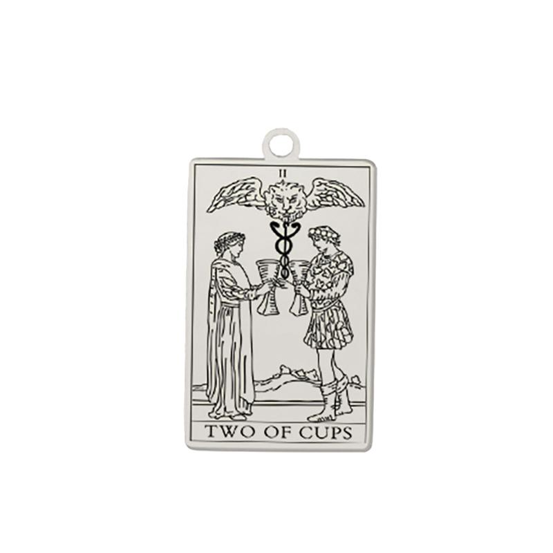 Dawapara The Suit of Cups Minor Arcana Tarot Cards Pendant for Necklaces Earrings Stainless Steel Charms for Jewelry Making