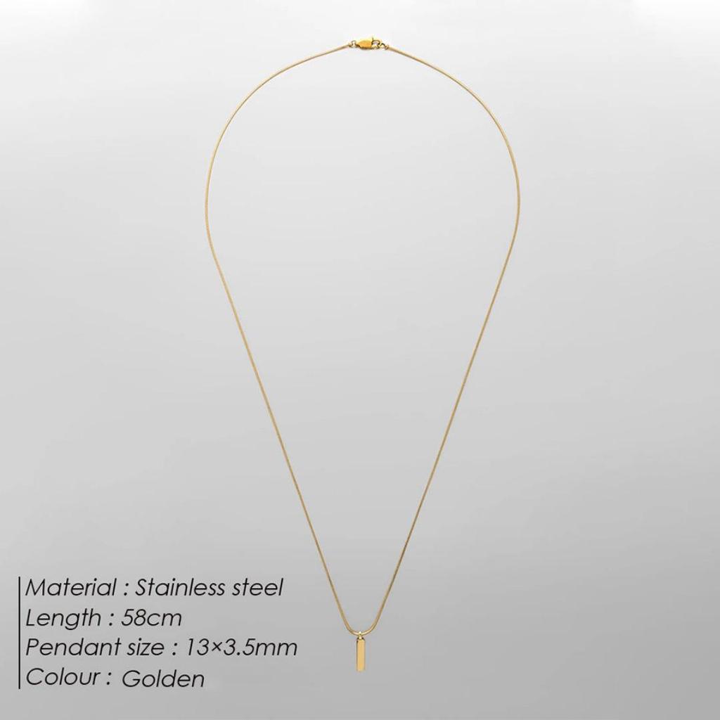 Luxury Snake Bone Chain Necklace: Square Pendant Clavicle Chain In Stainless Steel