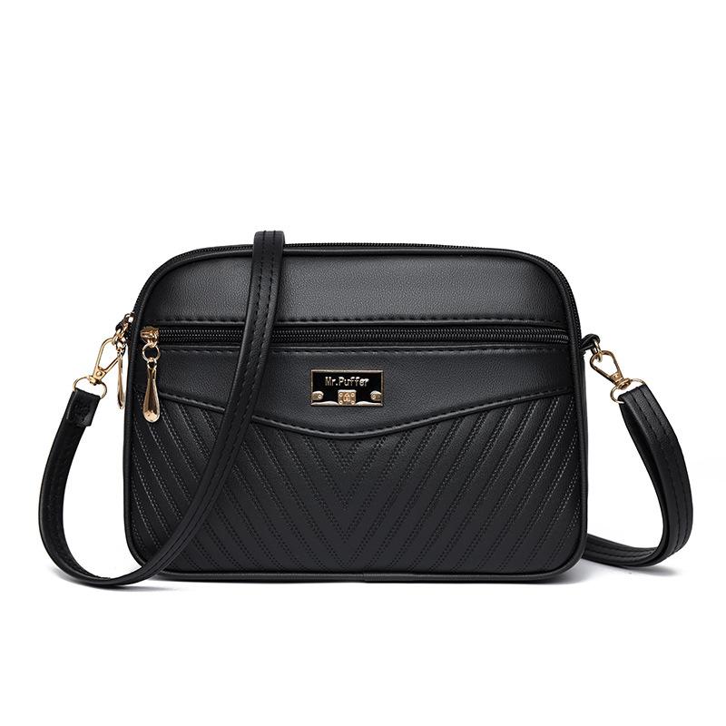 New Women's Bag with Diamond Embroidered Thread PU Small Square Bag Shoulder Bag Fashionable and Versatile Round Crossbody Bag