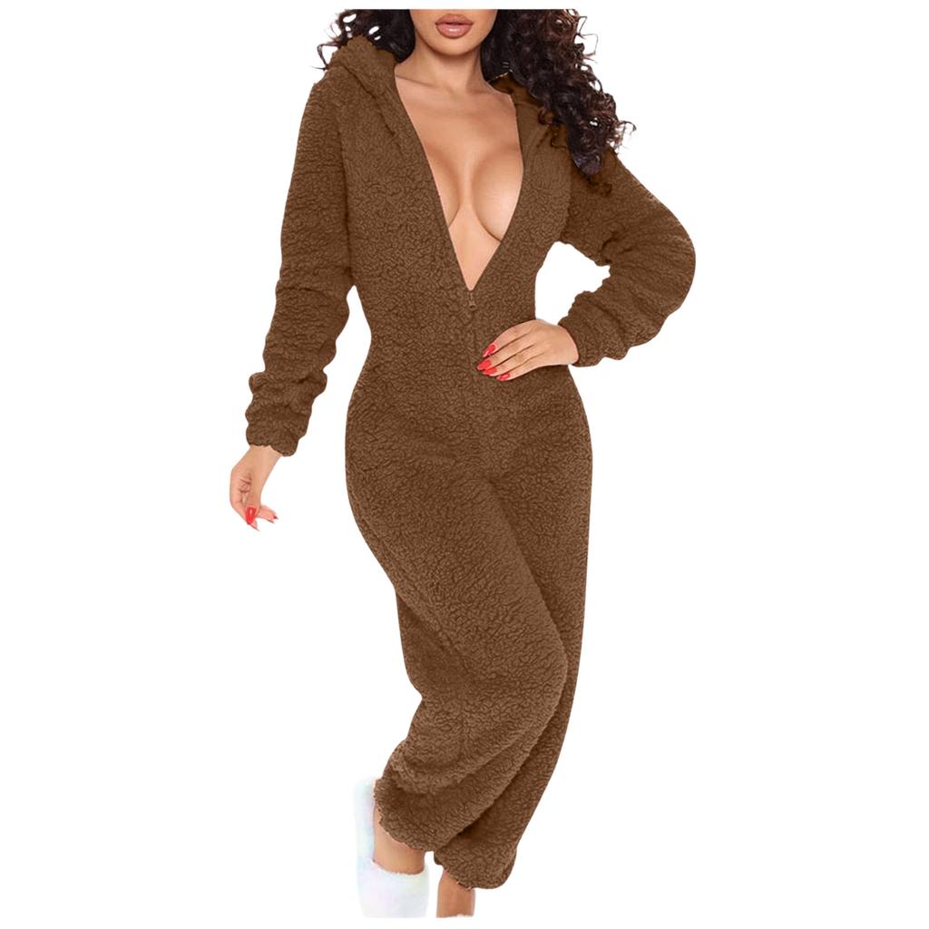Women's Hooded Long Sleeve Pajama with Button Closure