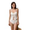 2026 European and American Solid Color Split Bandeau Bikini with Ruched Fabric