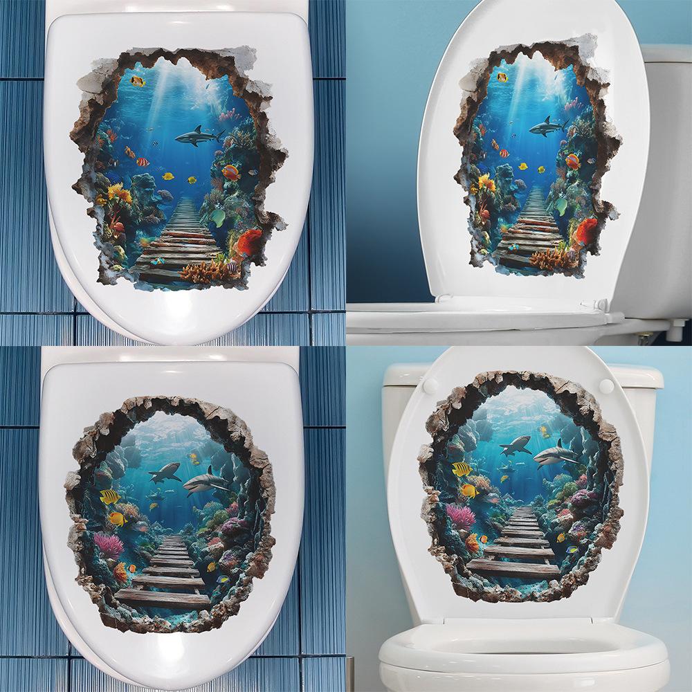 Creative and Serene Underwater World Bathroom Home Background Beautification and Decoration Wall Stickers