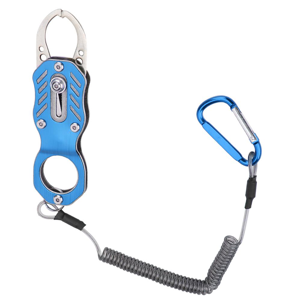 Mini Fishing Grip Aluminum Alloy Portable Fish Control Clamp with Anti‑Lost Rope(Charm Blue )