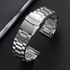 20mm 22mm Metall-Uhrenarmband Universelles Ersatz-Armband Doppeldruck-Faltschließe Schwarz Silber mit Werkzeug Uhrenzubehör