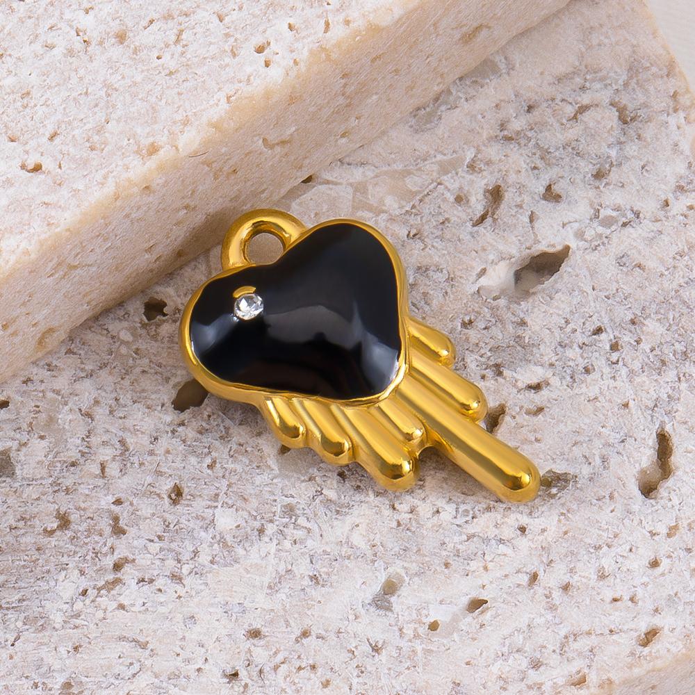 2pcs Stainless Steel Cartoon Enamel Bowknot Red Black High Heel Bone Pendant Necklace Earring Heart Charms Craft Jewelry Making