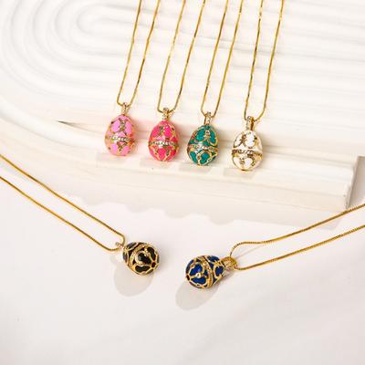 Pendentif Œuf de Pâques en Cristal de Zircon Pendentif de Collier Bohème Pendentif Émaillé Coloré Mariée