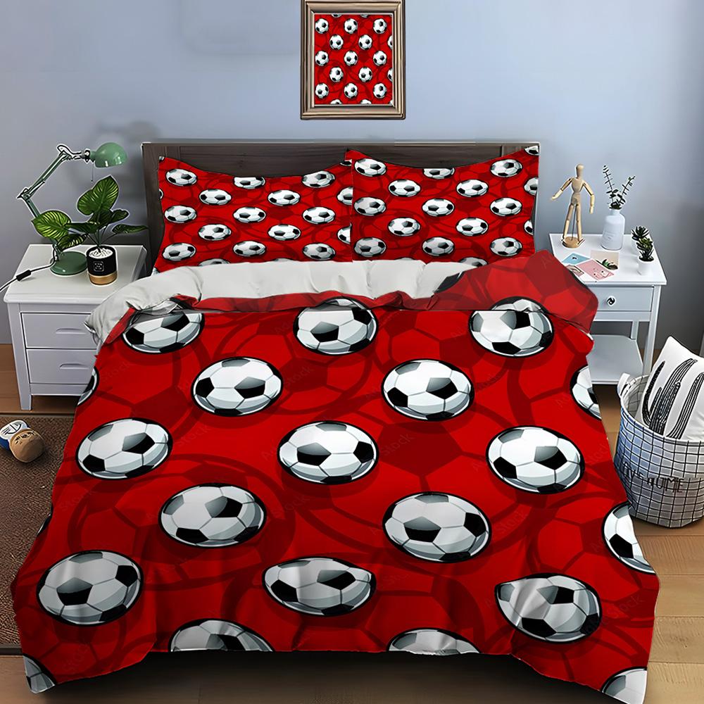 Football Print Bedding Set Sports Enthusiast Duvet Cover 1 Duvet Cover 2 Pillowcases Adult And Children Bedding Set Luxury Gifts