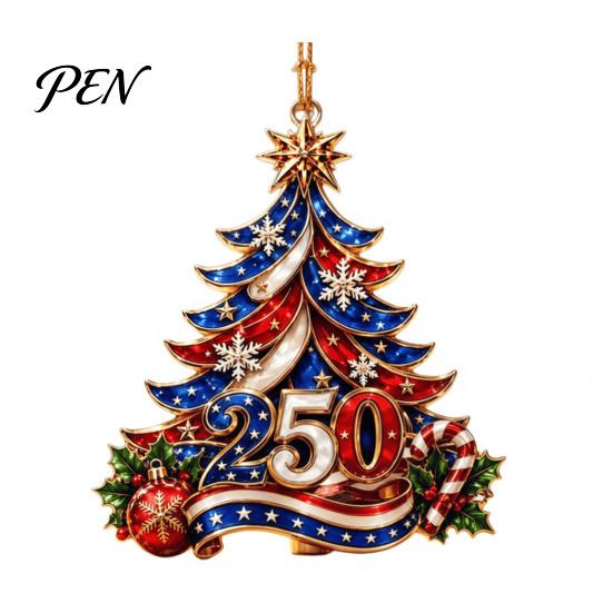 Customized Seasonal Ornaments 250 Anniversary USA Christmas Tree Ornament, 2D Acrylic 1776-2026 250th Holiday Commemorative Gifts Hanging Decoration,