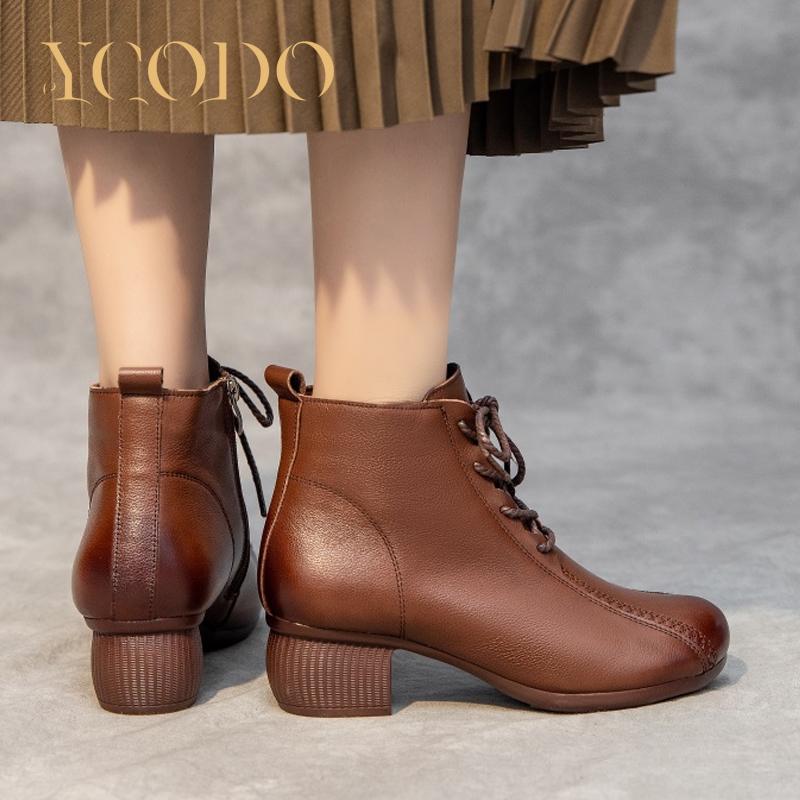 Winter Women Leather High Heel Warm Comfortable Shoes