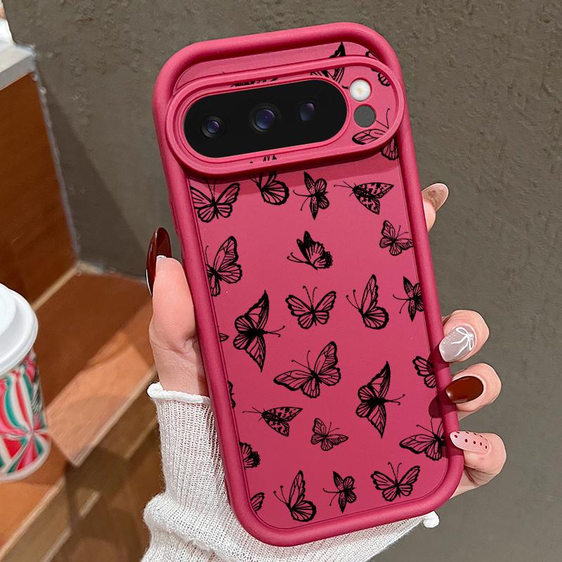 Flame Butterfly Print TPU Shockproof Case For Google Pixel 9 Pro XL 8 Pro 8A Soft Lens Protection Matte Phone Cover